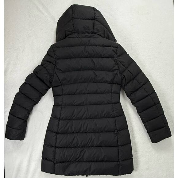ADD 100% Duck Down Fill Sz 0 Mid-Length Puffer Jacket Removable Hood Black - Picture 2 of 7